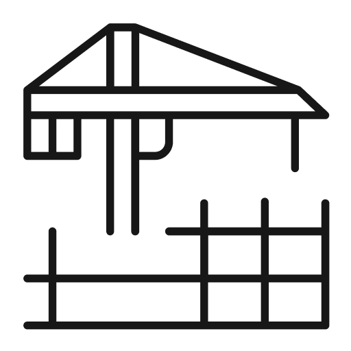 Icono de casa con pérgola y jardín.